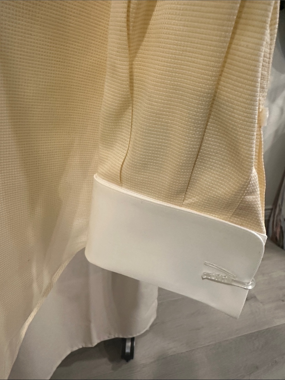 Brioni Yellow and White Stripe Men’s Dress Shirt - Picture 3 of 7